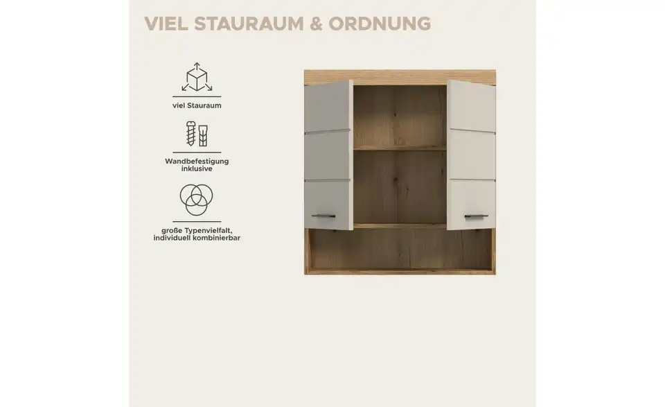 Hängeschrank, Bild mit Text