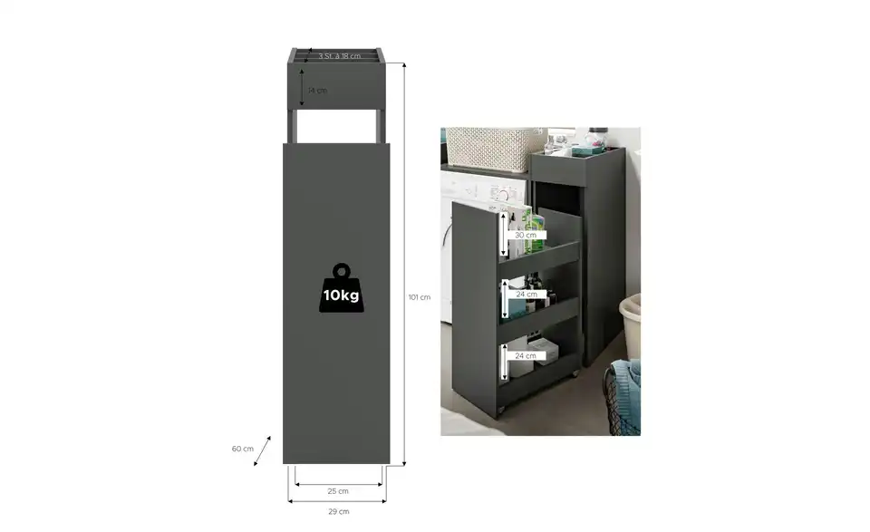 Anstellregal, Bemaßung