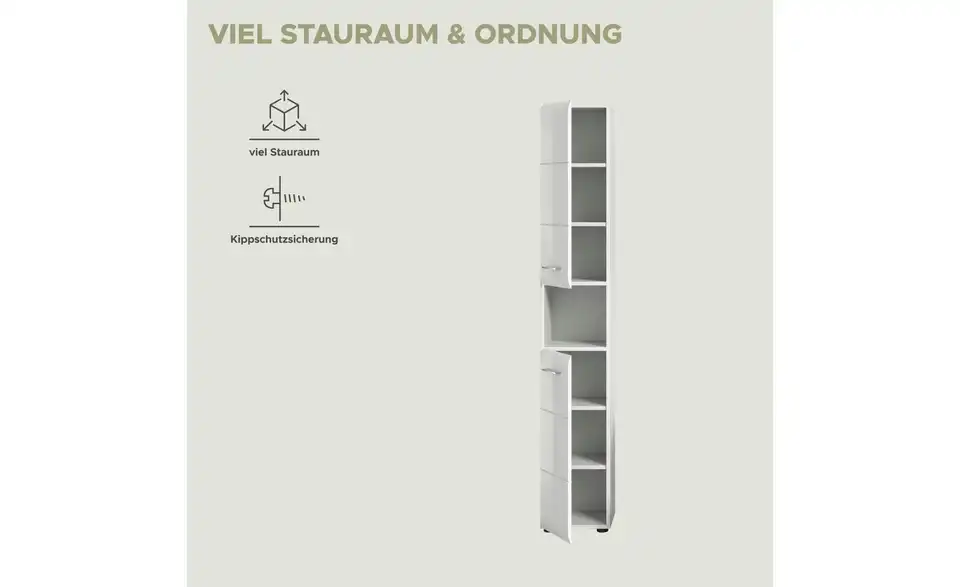 Hochschrank, Bild mit Text