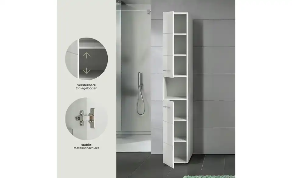 Hochschrank, Bild mit Text