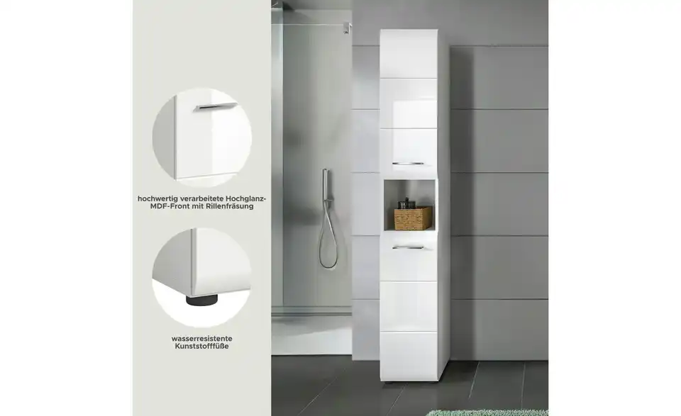 Hochschrank, Bild mit Text