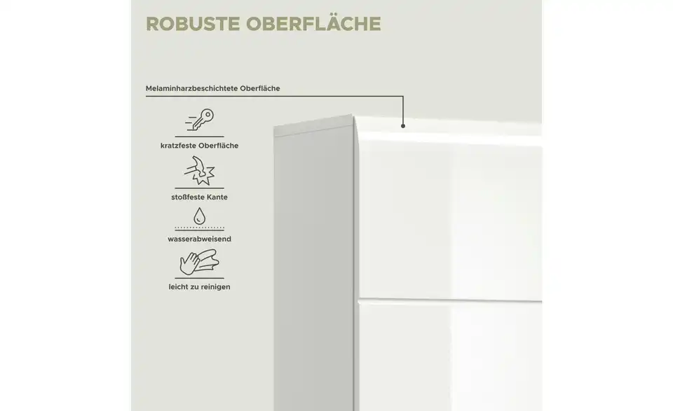 Hochschrank, Bild mit Text