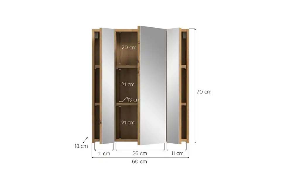 Spiegelschrank, Bemaßung
