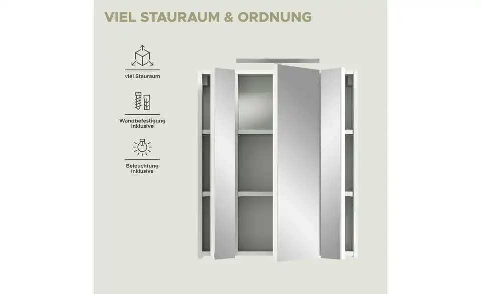 Spiegelschrank, Bild mit Text