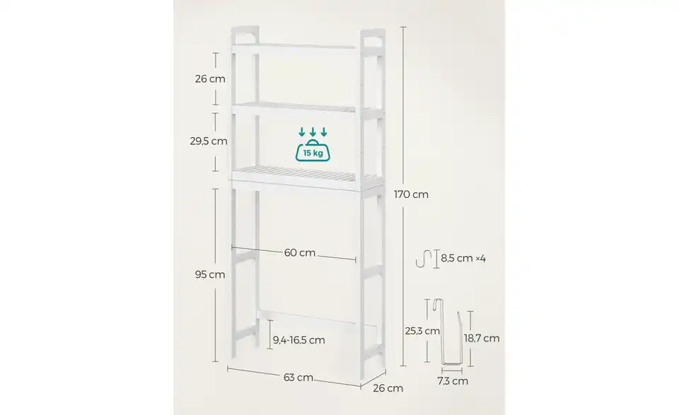 Waschmaschinen Überbau, Bemaßung