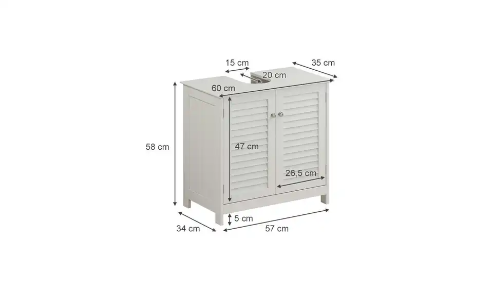 Waschbeckenunterschrank, Bemaßung