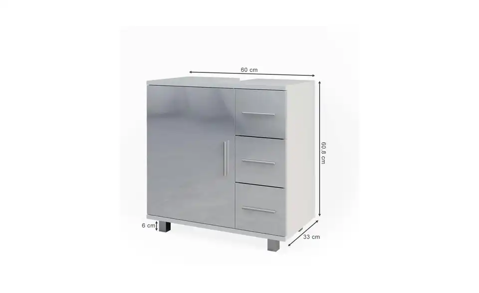 Waschbeckenunterschrank, Bemaßung