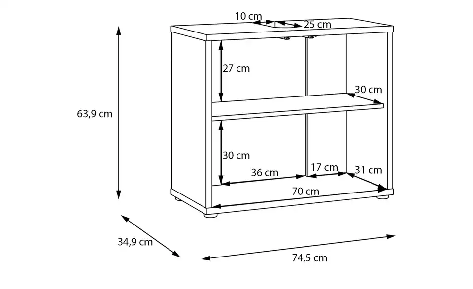 Waschbeckenunterschrank, Bemaßung