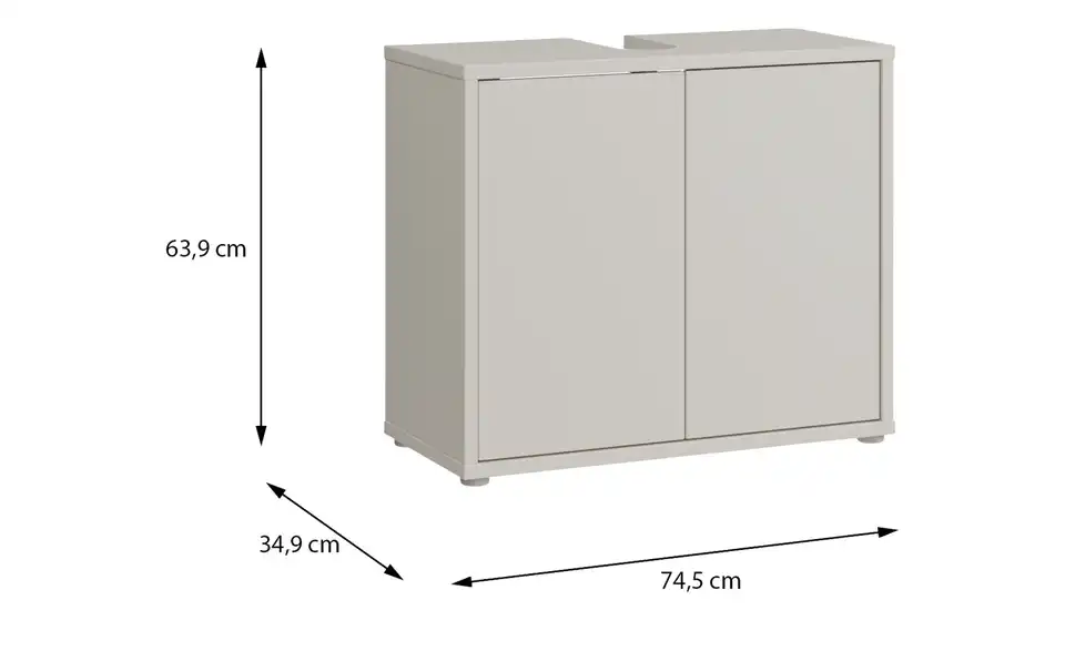 Waschbeckenunterschrank, Bemaßung