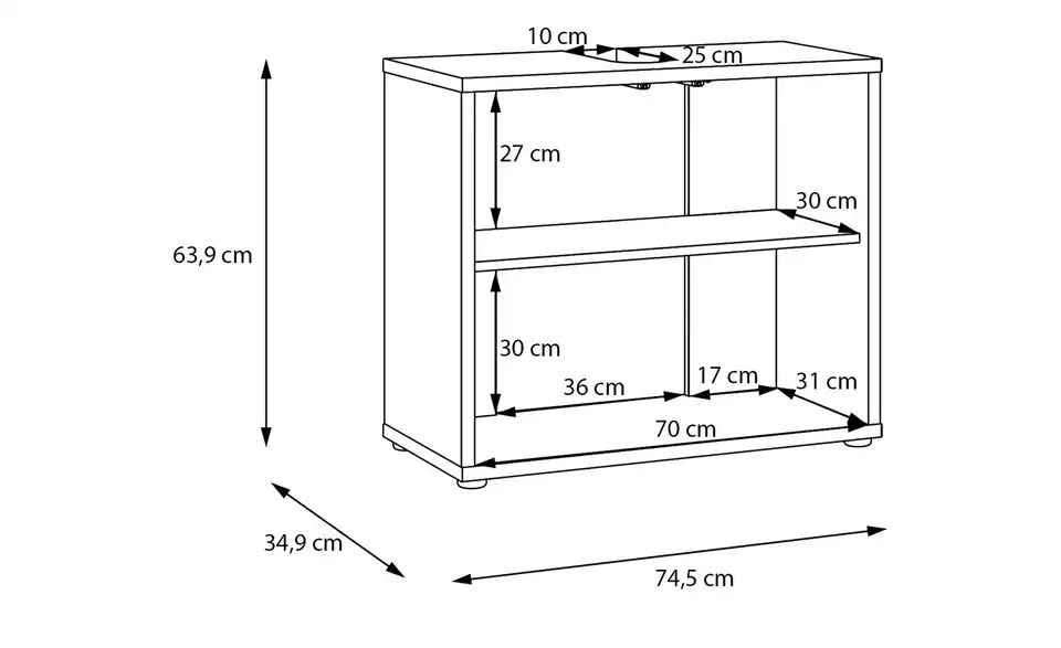 Waschbeckenunterschrank, Bemaßung