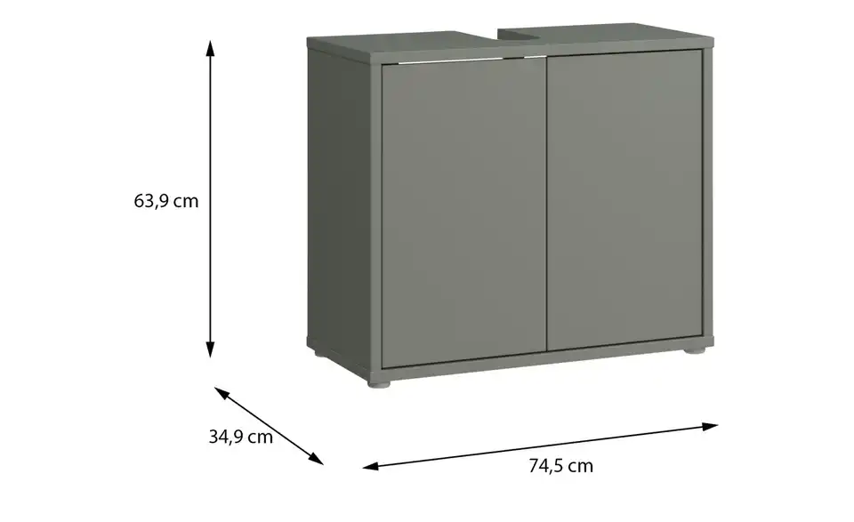 Waschbeckenunterschrank, Bemaßung