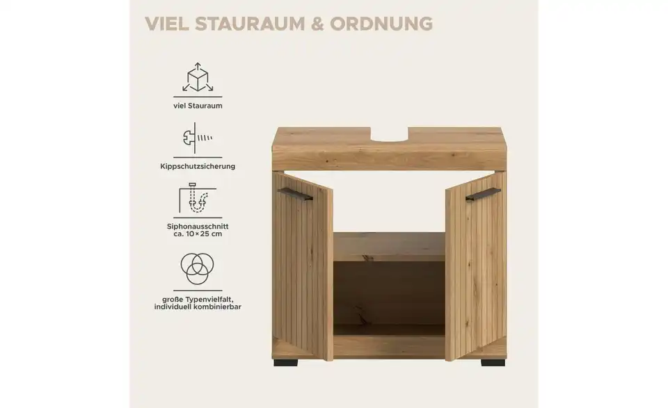 Waschbeckenunterschrank, Bild mit Text