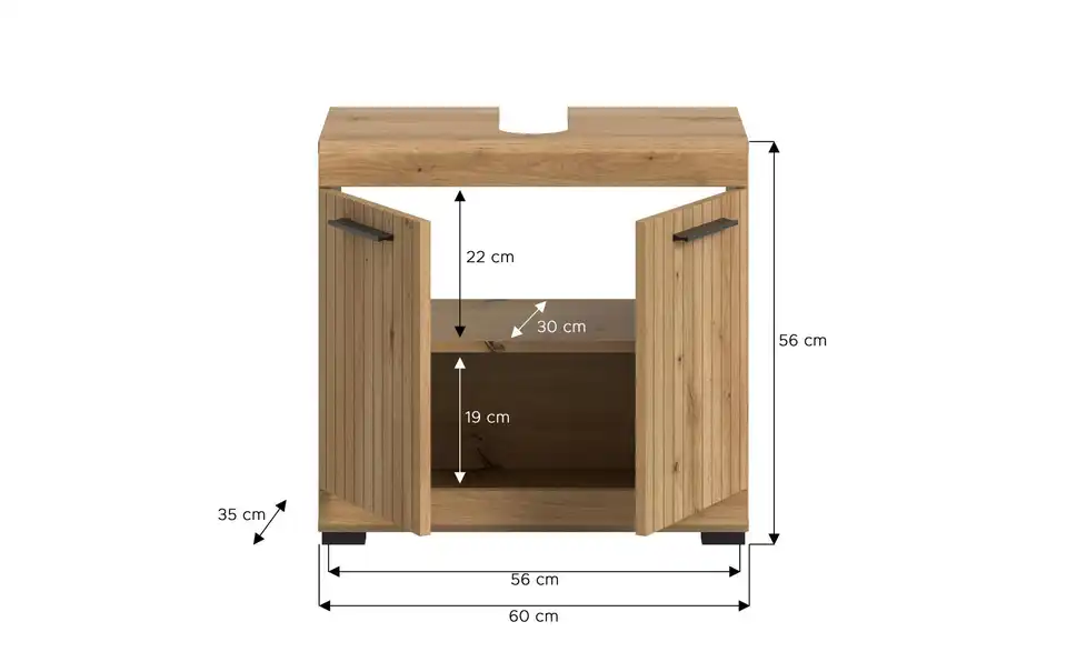 Waschbeckenunterschrank, Bemaßung
