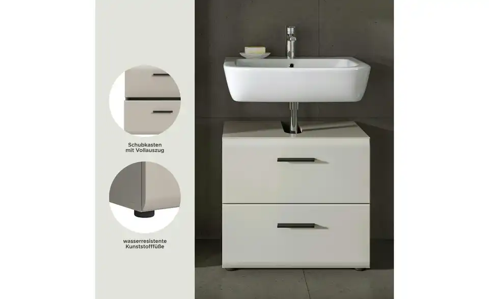 Waschbeckenunterschrank, Bild mit Text
