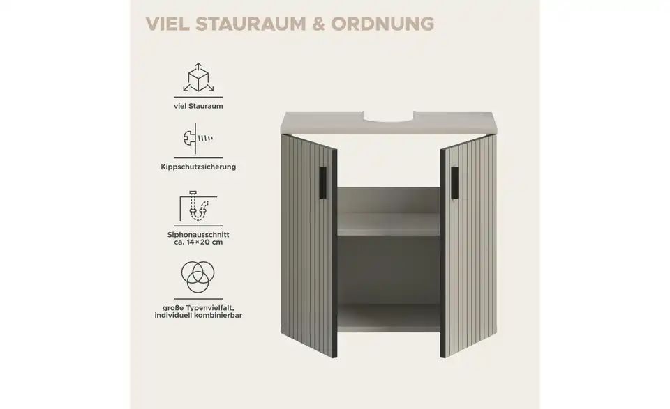 Waschbeckenunterschrank, Bild mit Text