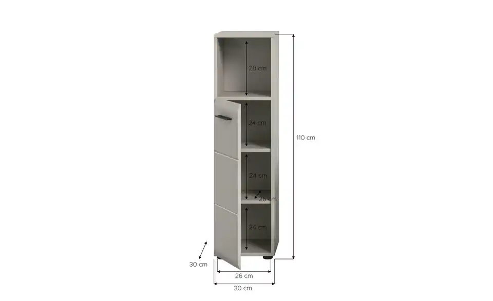 Midischrank, Bemaßung
