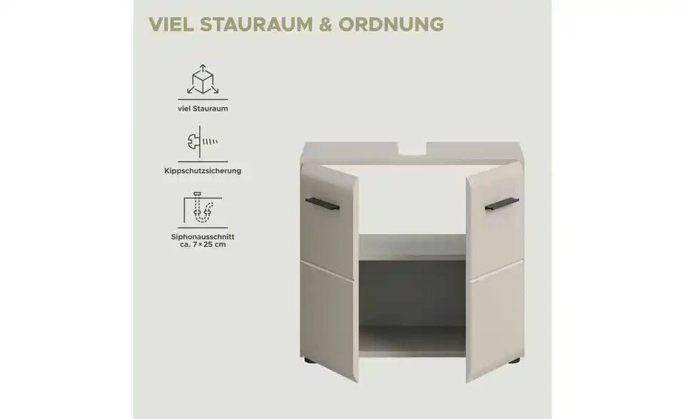 Waschbeckenunterschrank, Bild mit Text