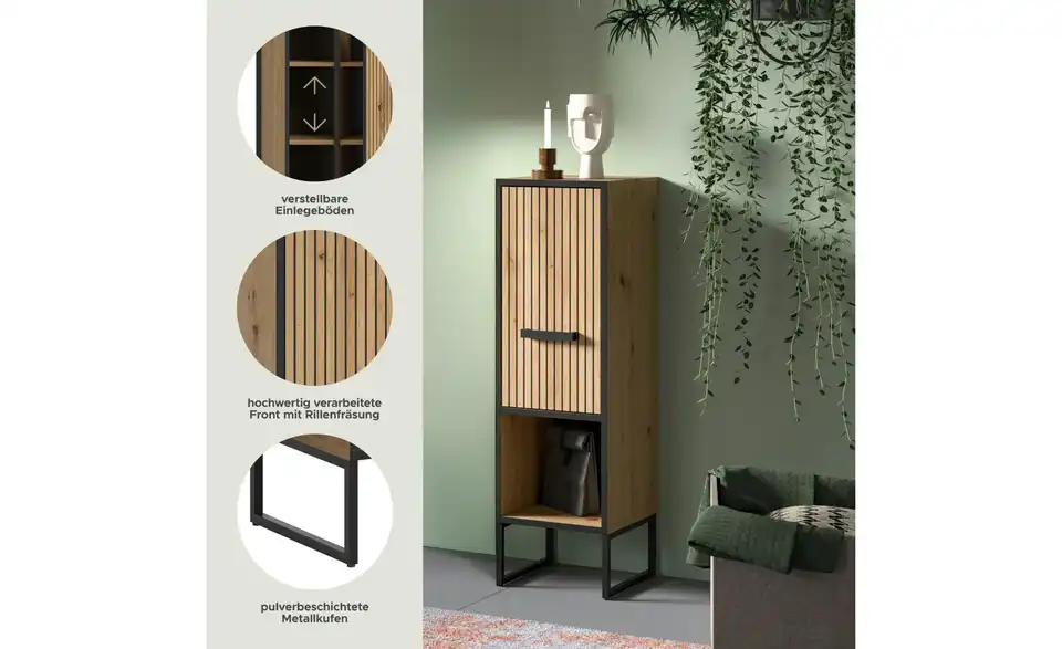 Standschrank, Bild mit Text