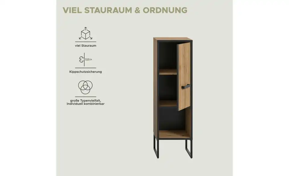 Standschrank, Bild mit Text
