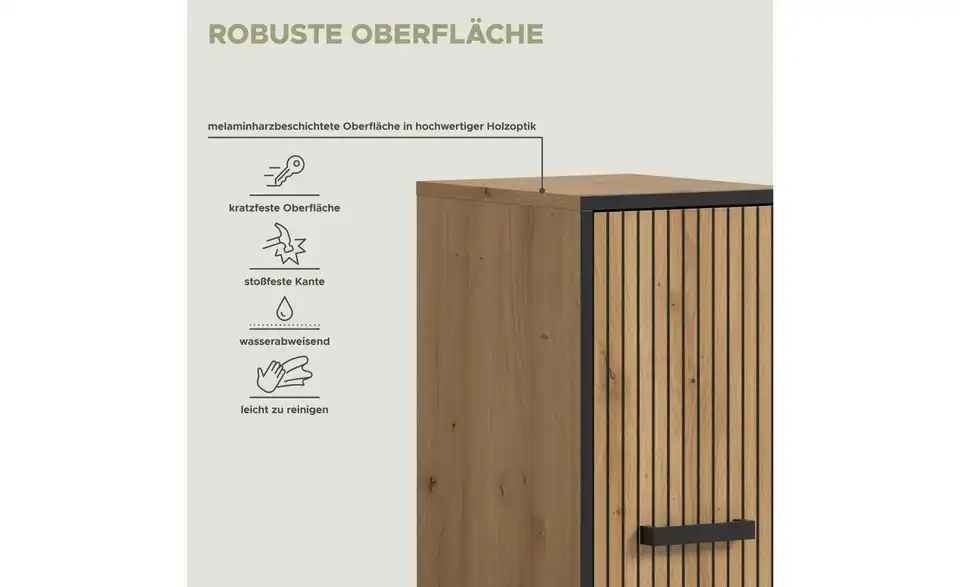 Standschrank, Bild mit Text