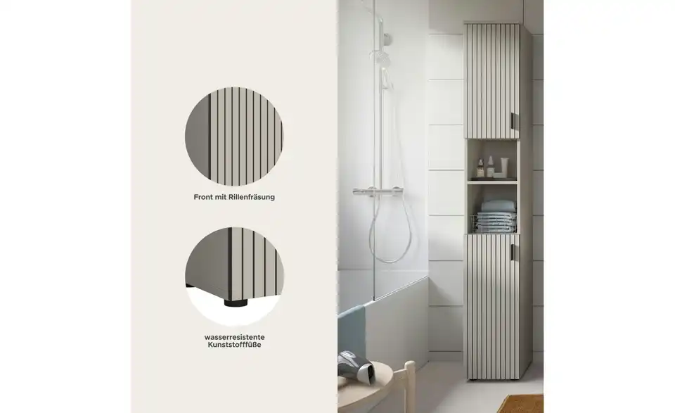Hochschrank, Bild mit Text