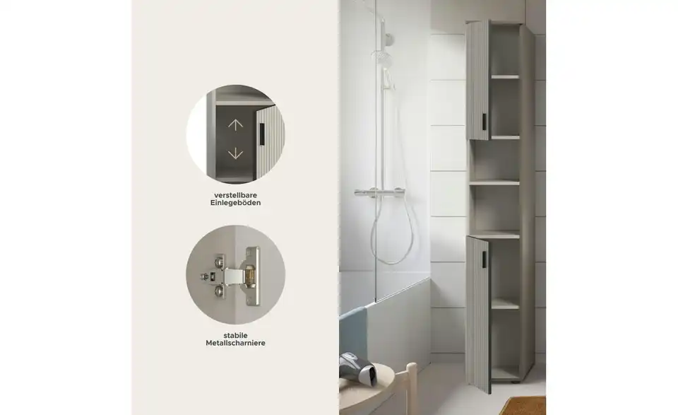 Hochschrank, Bild mit Text