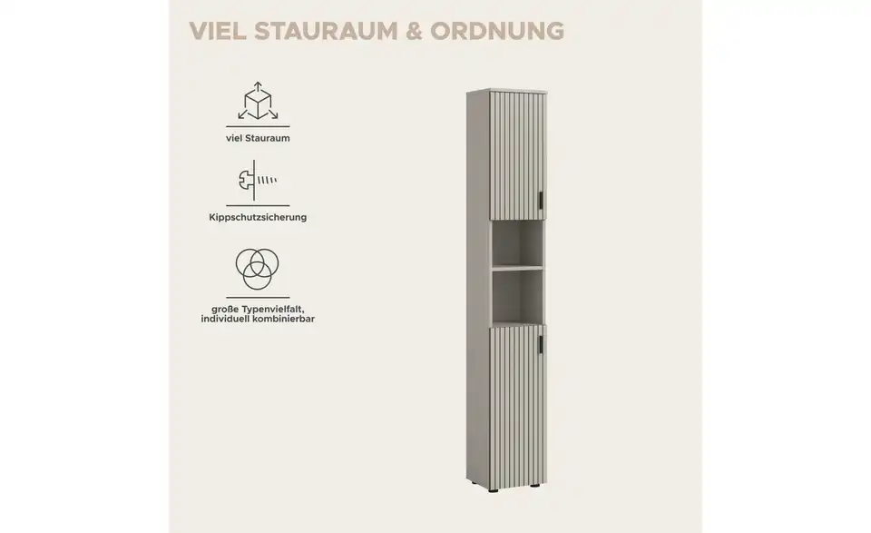 Hochschrank, Bild mit Text
