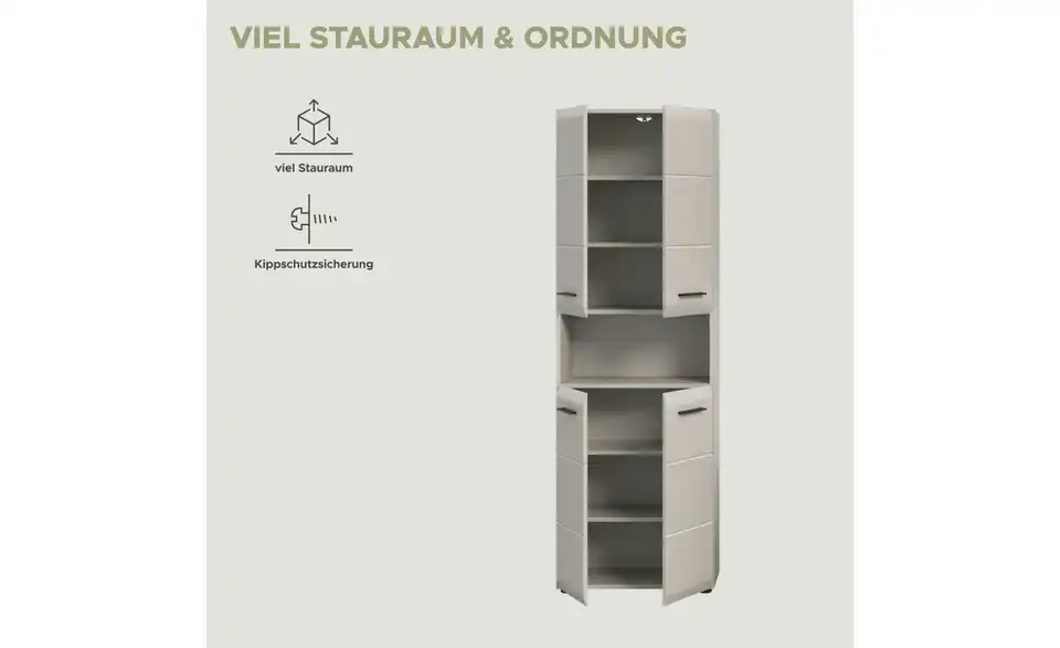 Hochschrank, Bild mit Text