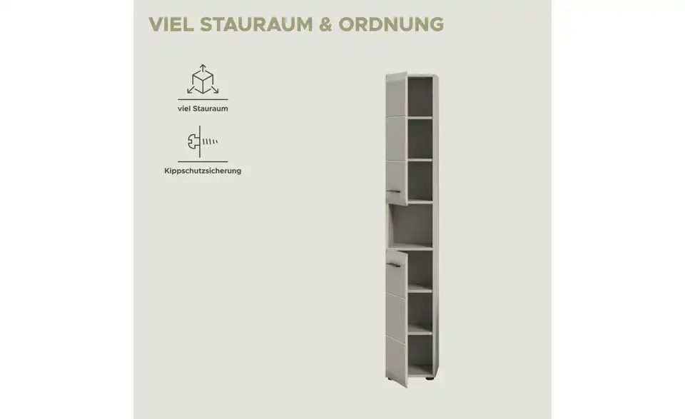 Hochschrank, Bild mit Text