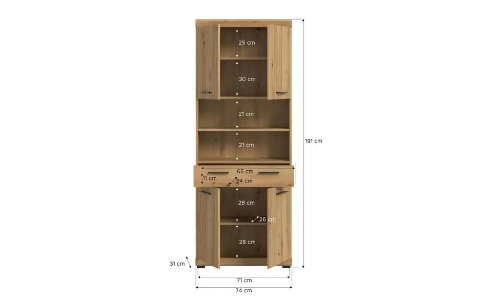 Hochschrank, Bemaßung
