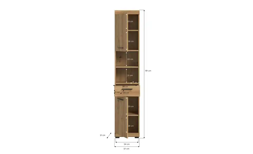 Hochschrank, Bemaßung