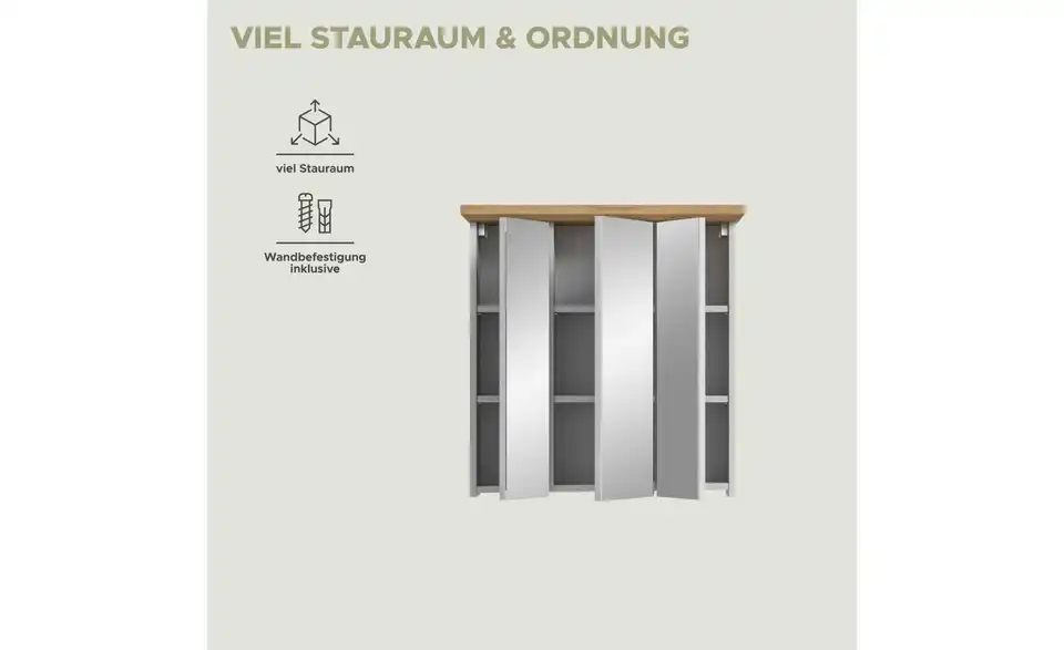 Spiegelschrank, Bild mit Text