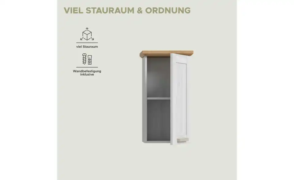Hängeschrank, Bild mit Text