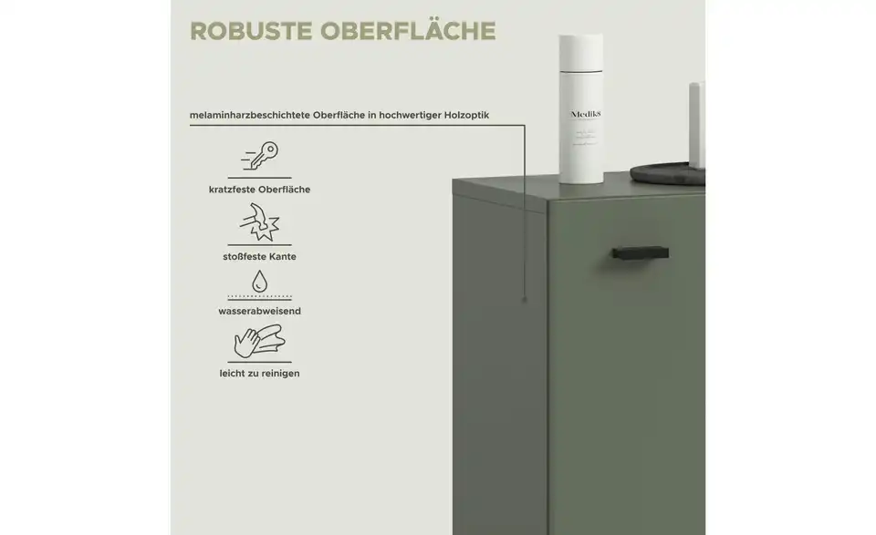 Standschrank, Bild mit Text