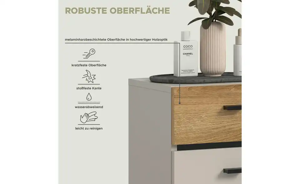 Standschrank, Bild mit Text