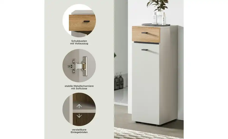 Standschrank, Bild mit Text