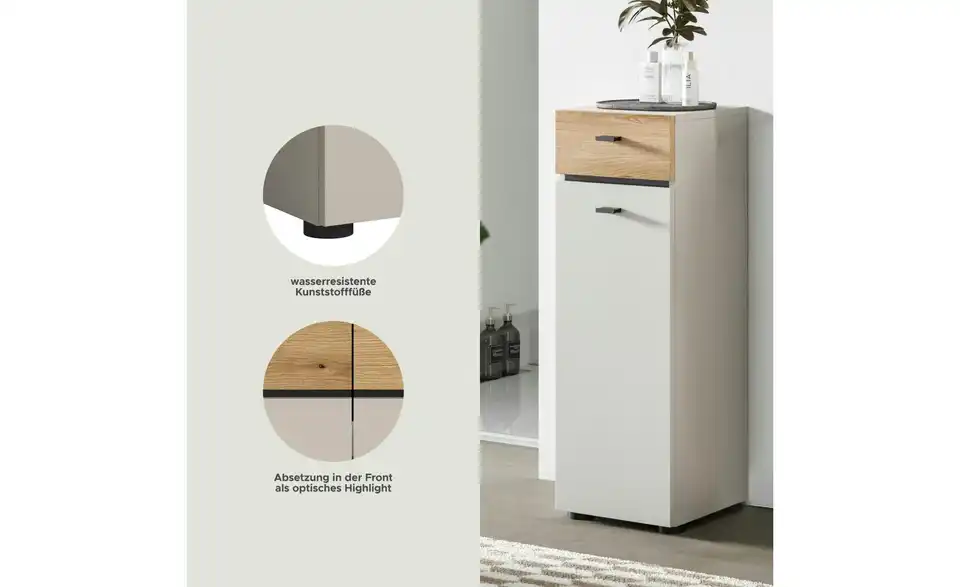 Standschrank, Bild mit Text