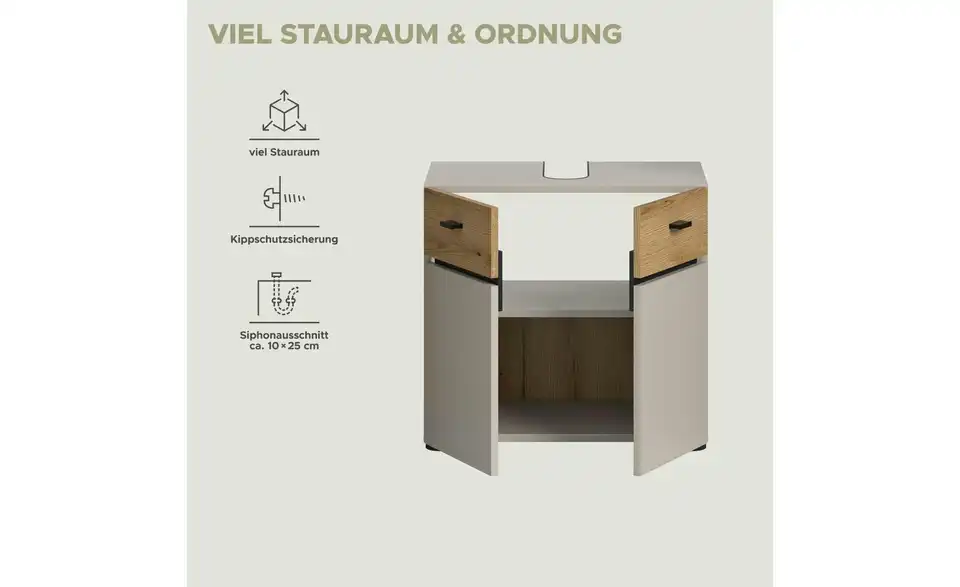 Waschbeckenunterschrank, Bild mit Text