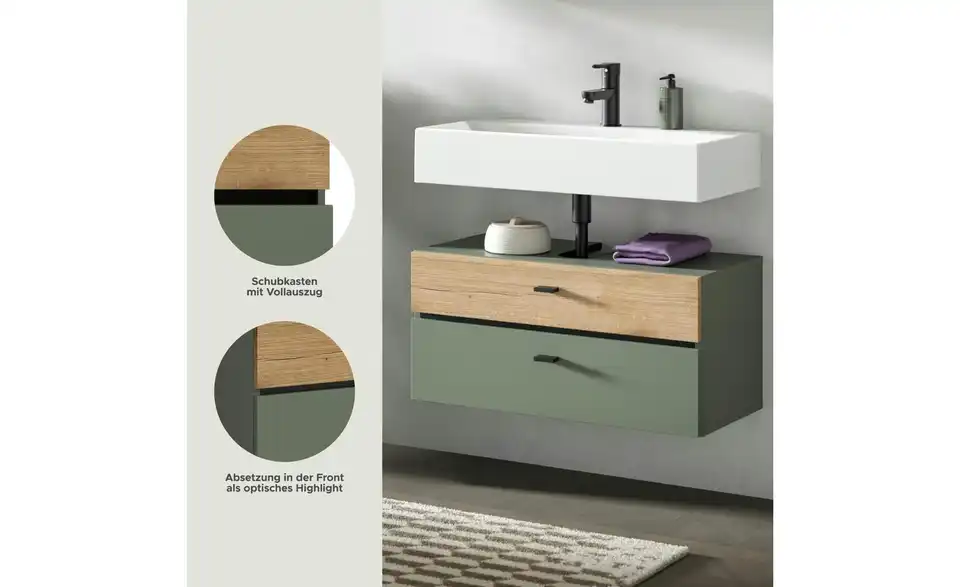 Waschbeckenunterschrank, Bild mit Text