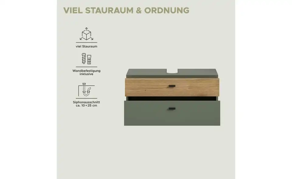Waschbeckenunterschrank, Bild mit Text