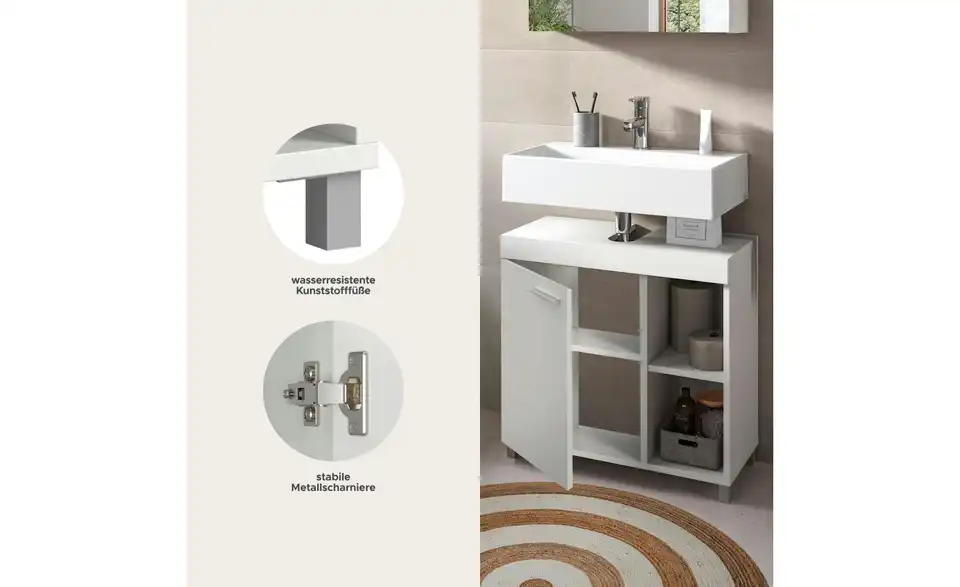 Waschbeckenunterschrank, Bild mit Text