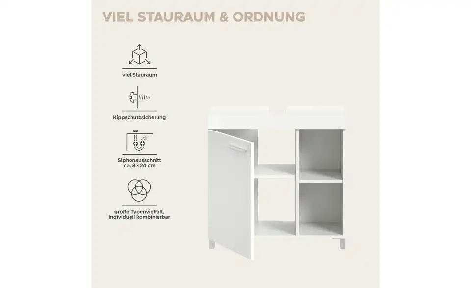 Waschbeckenunterschrank, Bild mit Text
