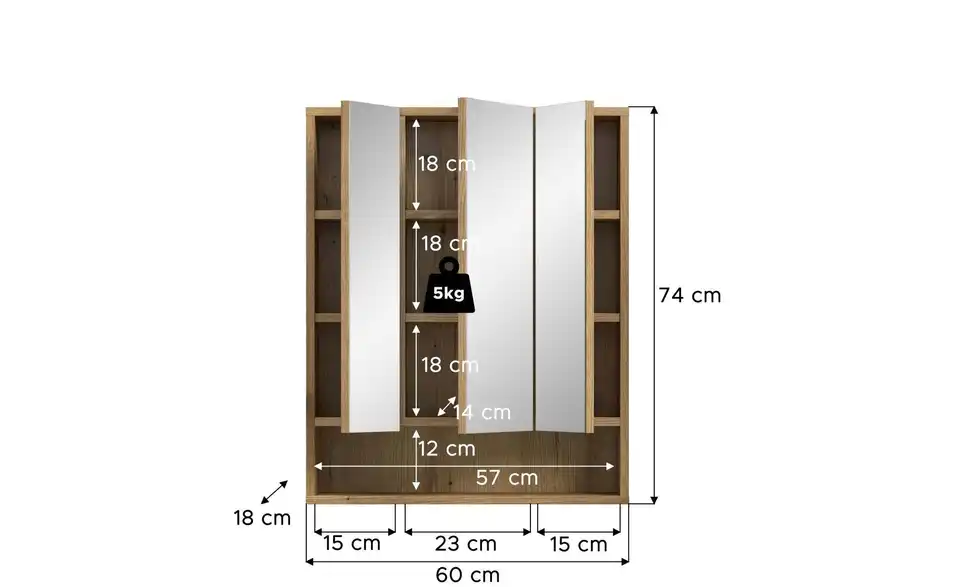 Spiegelschrank, Bemaßung