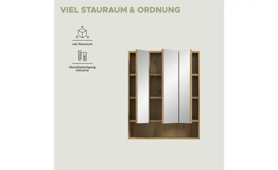 Spiegelschrank, Bild mit Text