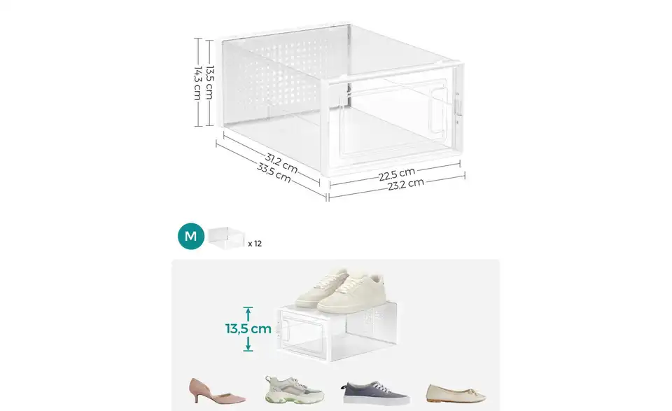 Aufbewahrungsbox 12er-Set, Bemaßung