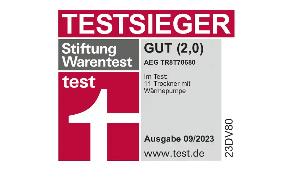 AEG Wärmepumpentrockner TR8T70680, Qualitätssiegel