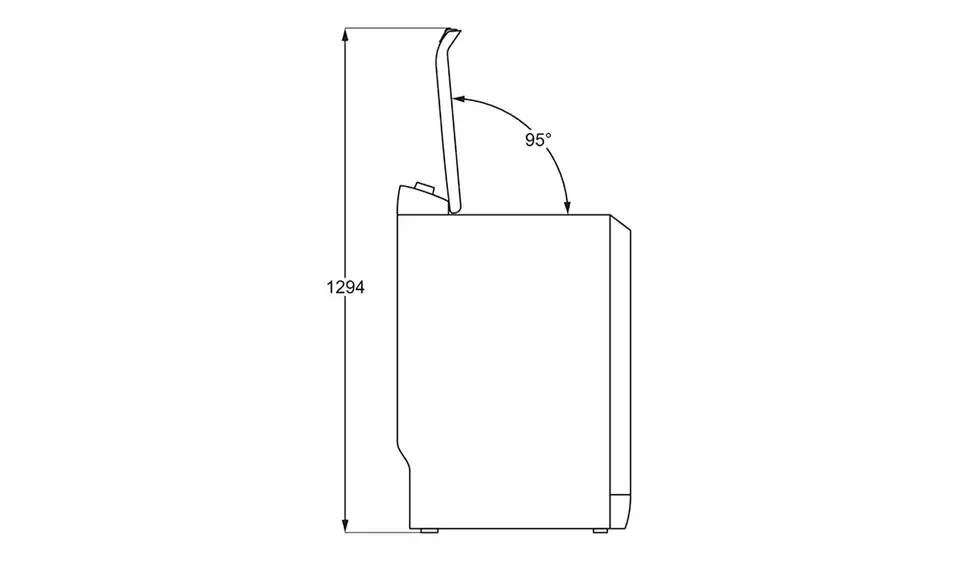 AEG Toplader LTR8A80370, Bemaßung