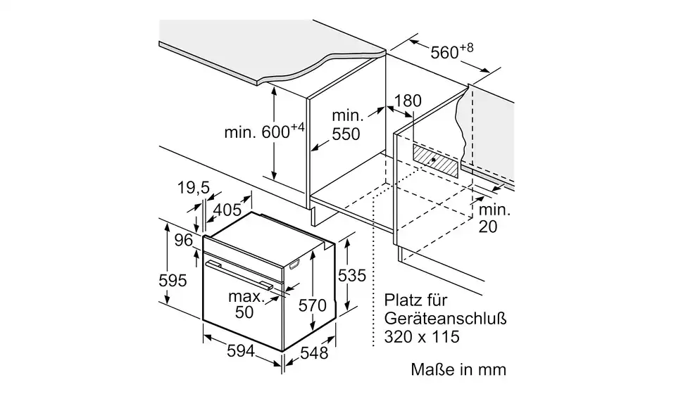 BOSCH Einbau-Herdset HND611LS61, Bemaßung