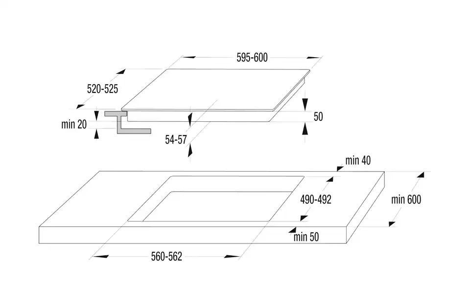 gorenje Einbau-Herdset Red Pepper CX, Bemaßung