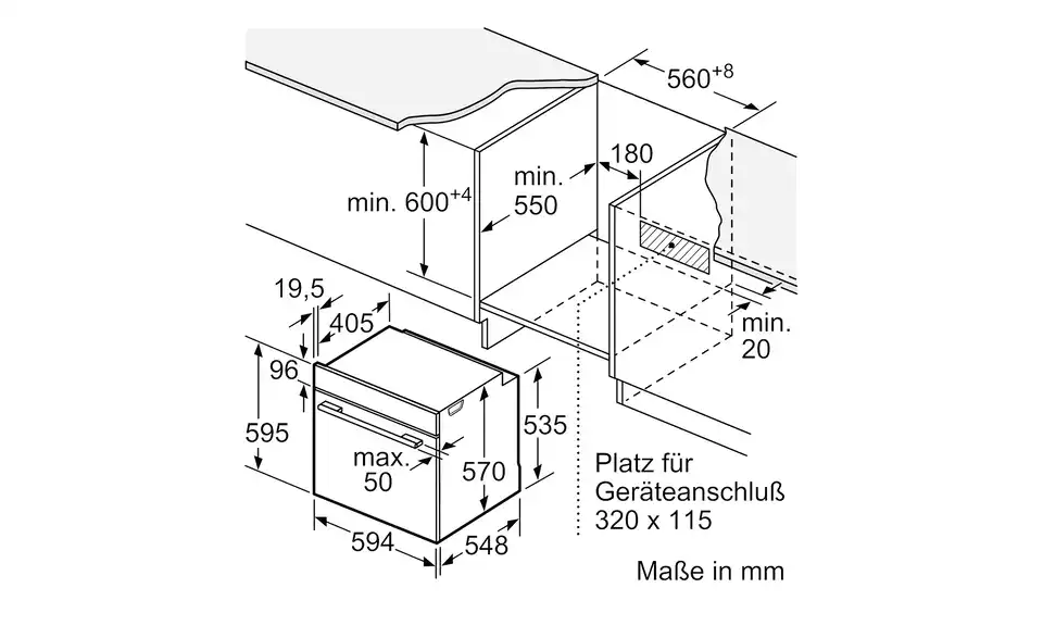 SIEMENS Einbau-Herdset EQ211KA11, Bemaßung